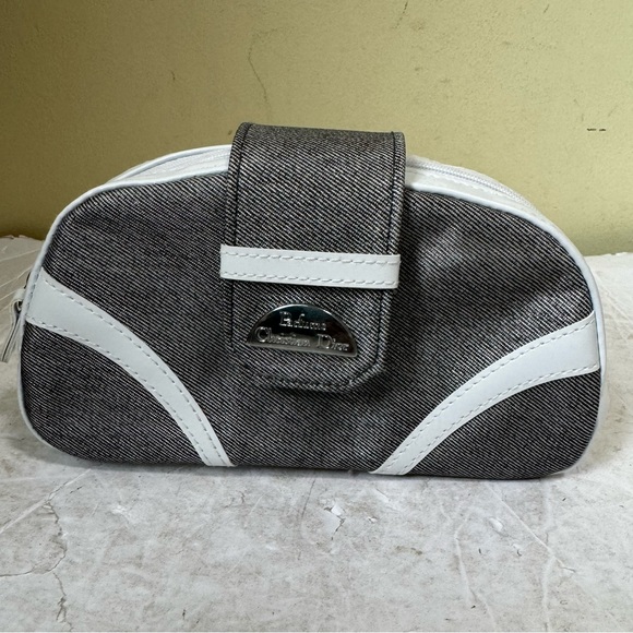 Dior Beauty NEW Canvas Faux Leather Clutch Cosmetic Makeup Bag Logo Zip Parfum - Picture 2 of 15